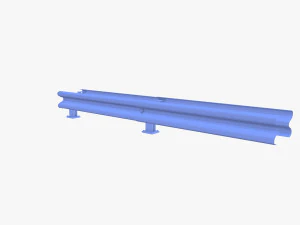 Tileable double sided traffic barrier guardrail V2 3D Model
