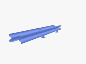 Tileable double sided traffic barrier guardrail V2 3D Model