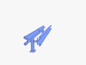 Tileable double sided traffic barrier guardrail V2 3D Model