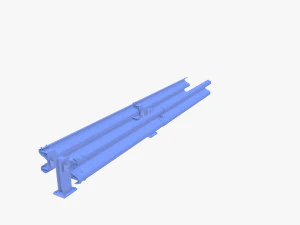 Tileable double sided traffic barrier guardrail V2 3D Model