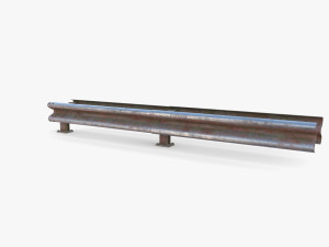 Tileable double sided traffic barrier guardrail V2 weathered 3D Model