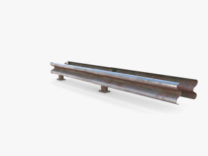 Tileable double sided traffic barrier guardrail V2 weathered 3D Model