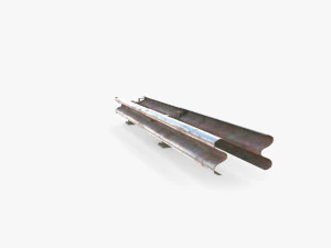 Tileable double sided traffic barrier guardrail V2 weathered 3D Model