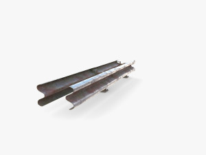 Tileable double sided traffic barrier guardrail V2 weathered 3D Model