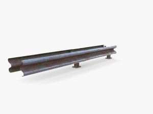 Tileable double sided traffic barrier guardrail V2 weathered 3D Model