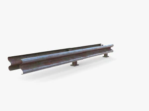 Tileable double sided traffic barrier guardrail V2 weathered 3D Model