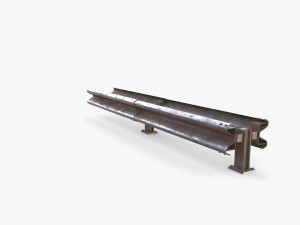 Tileable double sided traffic barrier guardrail V2 weathered 3D Model