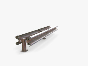 Tileable double sided traffic barrier guardrail V2 weathered 3D Model