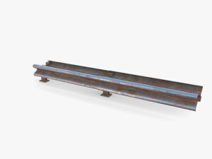 Tileable double sided traffic barrier guardrail V2 weathered 3D Model