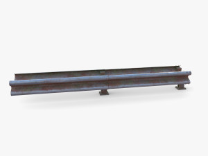 Tileable double sided traffic barrier guardrail V2 weathered 3D Model