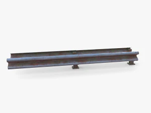 Tileable double sided traffic barrier guardrail V2 weathered 3D Model