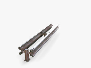 Tileable double sided traffic barrier guardrail V2 weathered 3D Model