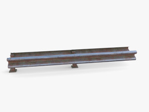 Tileable double sided traffic barrier guardrail V2 weathered 3D Model