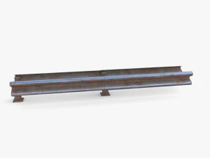 Tileable double sided traffic barrier guardrail V2 weathered 3D Model