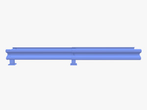 Tileable double sided traffic barrier guardrail V2 weathered 3D Model