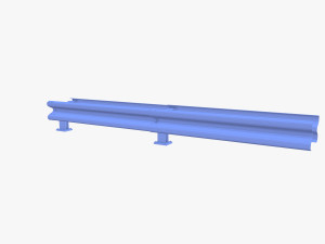 Tileable double sided traffic barrier guardrail V2 weathered 3D Model