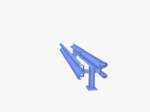 Tileable double sided traffic barrier guardrail V2 weathered 3D Model