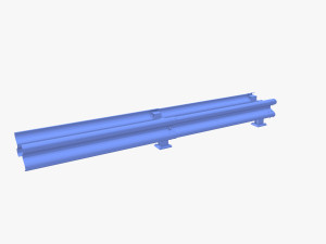 Tileable double sided traffic barrier guardrail V2 weathered 3D Model