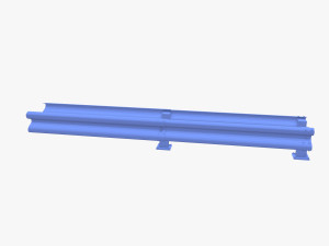 Tileable double sided traffic barrier guardrail V2 weathered 3D Model
