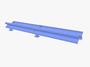 Tileable double sided traffic barrier guardrail V2 weathered 3D Model