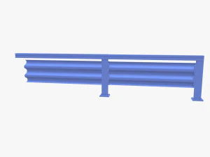 Tileable single sided traffic barrier guardrail V1 3D Model