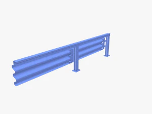 Tileable single sided traffic barrier guardrail V1 3D Model