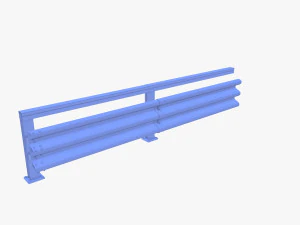 Tileable single sided traffic barrier guardrail V1 3D Model