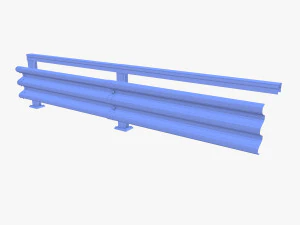 Tileable single sided traffic barrier guardrail V1 3D Model