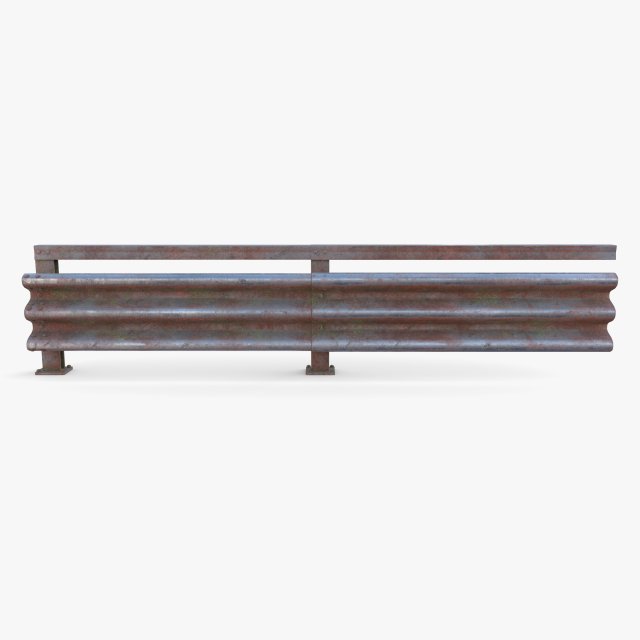Tileable single sided traffic barrier guardrail V1 weathered 3D 模型 .c4d .max .obj .3ds .fbx .stl .blend 