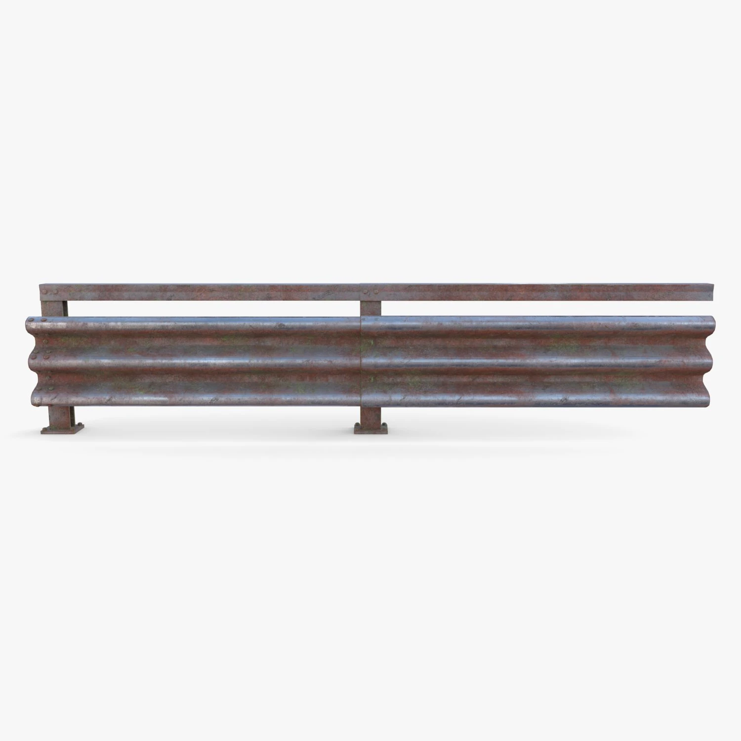 Tileable single sided traffic barrier guardrail V1 weathered 3D Model .c4d .max .obj .3ds .fbx .stl .blend 