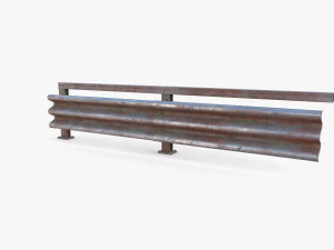 Tileable single sided traffic barrier guardrail V1 weathered 3D Model
