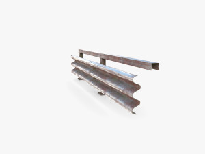 Tileable single sided traffic barrier guardrail V1 weathered 3D 模型