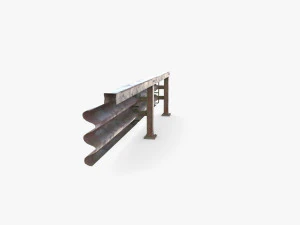 Tileable single sided traffic barrier guardrail V1 weathered 3D Model