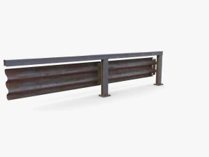 Tileable single sided traffic barrier guardrail V1 weathered 3D Model