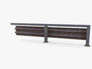 Tileable single sided traffic barrier guardrail V1 weathered 3D Model