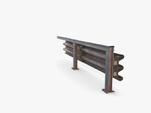 Tileable single sided traffic barrier guardrail V1 weathered 3D Model