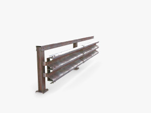 Tileable single sided traffic barrier guardrail V1 weathered 3D 模型