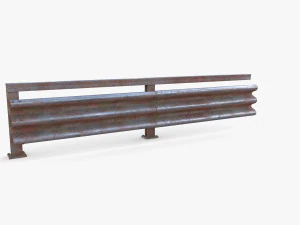 Tileable single sided traffic barrier guardrail V1 weathered 3D Model