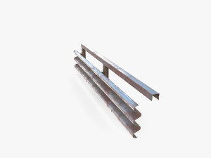 Tileable single sided traffic barrier guardrail V1 weathered 3D 模型