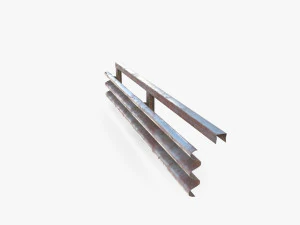 Tileable single sided traffic barrier guardrail V1 weathered 3D Model
