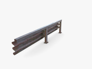 Tileable single sided traffic barrier guardrail V1 weathered 3D 模型