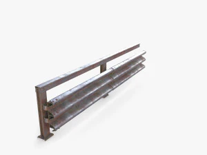 Tileable single sided traffic barrier guardrail V1 weathered 3D Model