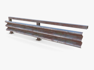 Tileable single sided traffic barrier guardrail V1 weathered 3D 模型