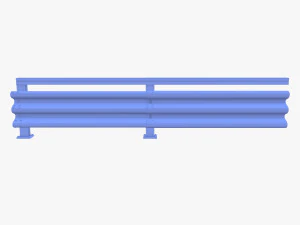 Tileable single sided traffic barrier guardrail V1 weathered 3D Model