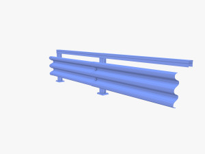 Tileable single sided traffic barrier guardrail V1 weathered 3D 模型