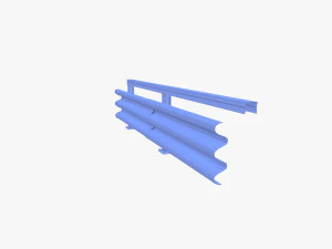 Tileable single sided traffic barrier guardrail V1 weathered 3D Model