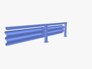 Tileable single sided traffic barrier guardrail V1 weathered 3D Model