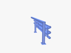 Tileable single sided traffic barrier guardrail V1 weathered 3D Model