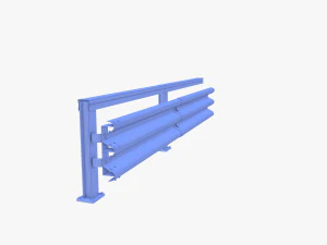 Tileable single sided traffic barrier guardrail V1 weathered 3D Model
