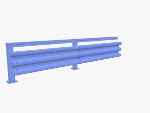 Tileable single sided traffic barrier guardrail V1 weathered 3D Model